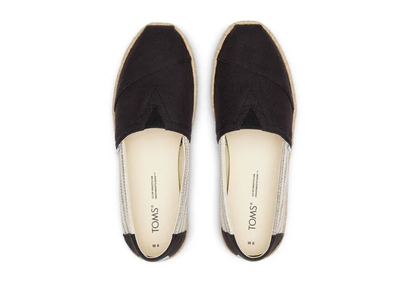 TOMS Damen-Espadrille aus recyceltem Baumwollseil von Alpargata – schwarze Streifen
