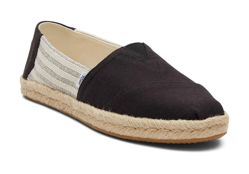 TOMS Damen-Espadrille aus recyceltem Baumwollseil von Alpargata – schwarze Streifen