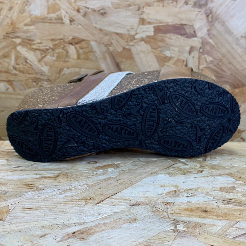 Plakton Damen Milan Hi Keilsandalette aus Leder – Eichenbraun
