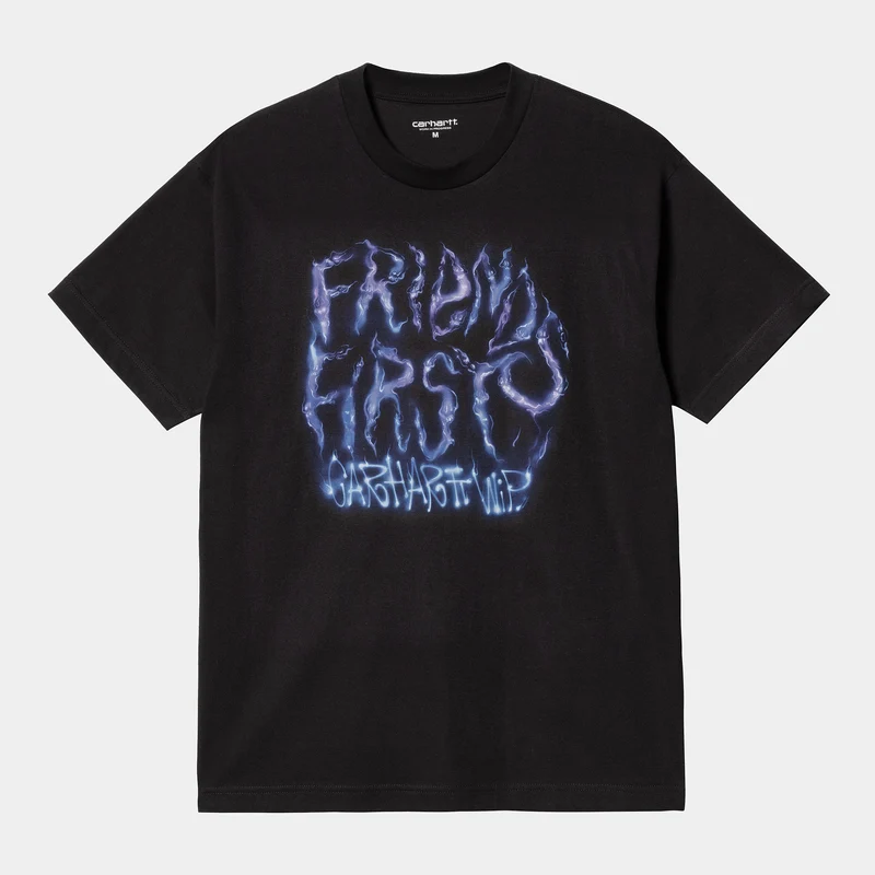 Carhartt WIP Männer-Babybürste Friends First Kurzarm-Bio-T-Shirt – Schwarz