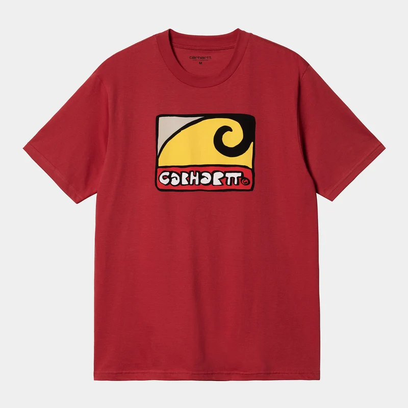 Carhartt WIP Herren Fibo Kurzarm-T-Shirt aus Bio-Baumwolle – Kirsche