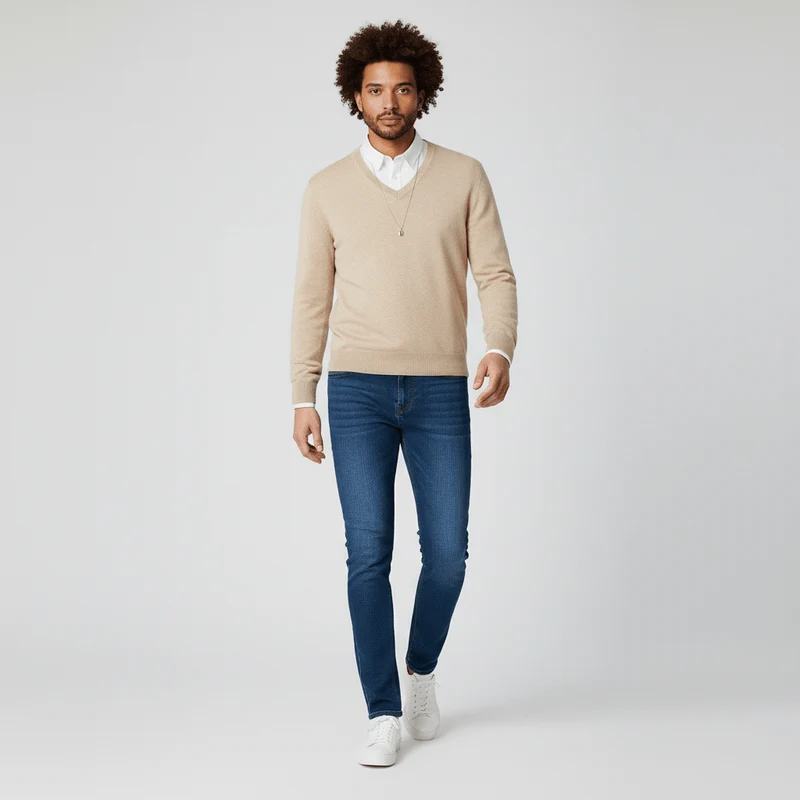 Slim-Fit V-Ausschnitt Pullover - Keanu