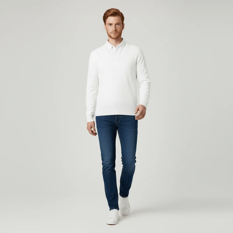 Slim-Fit V-Ausschnitt Pullover - Keanu