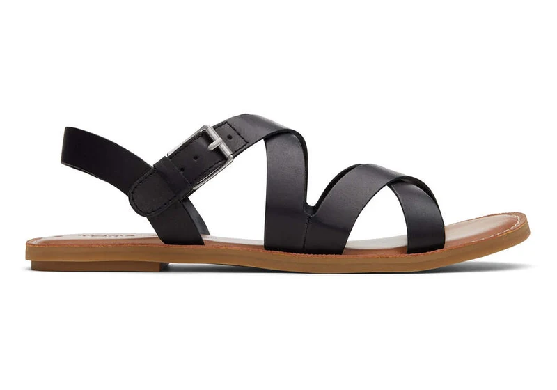 TOMS Damen-Sandale Sicily aus Leder – Schwarz