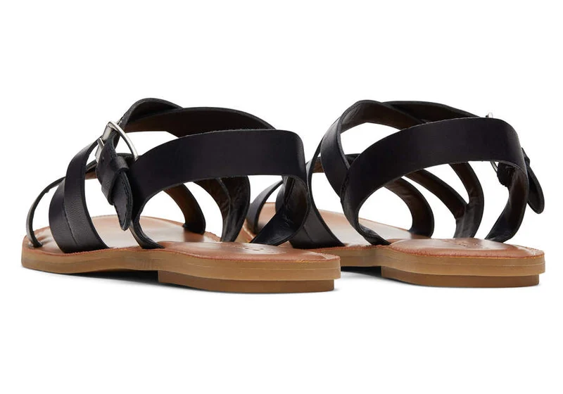 TOMS Damen-Sandale Sicily aus Leder – Schwarz