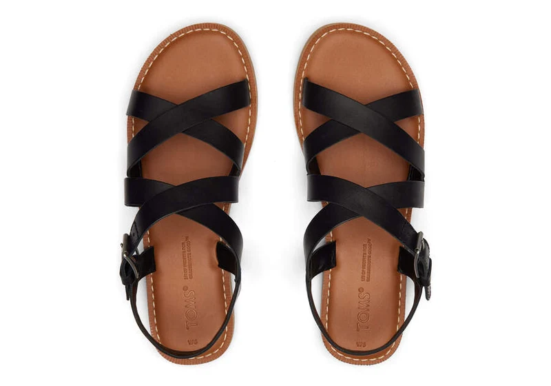 TOMS Damen-Sandale Sicily aus Leder – Schwarz