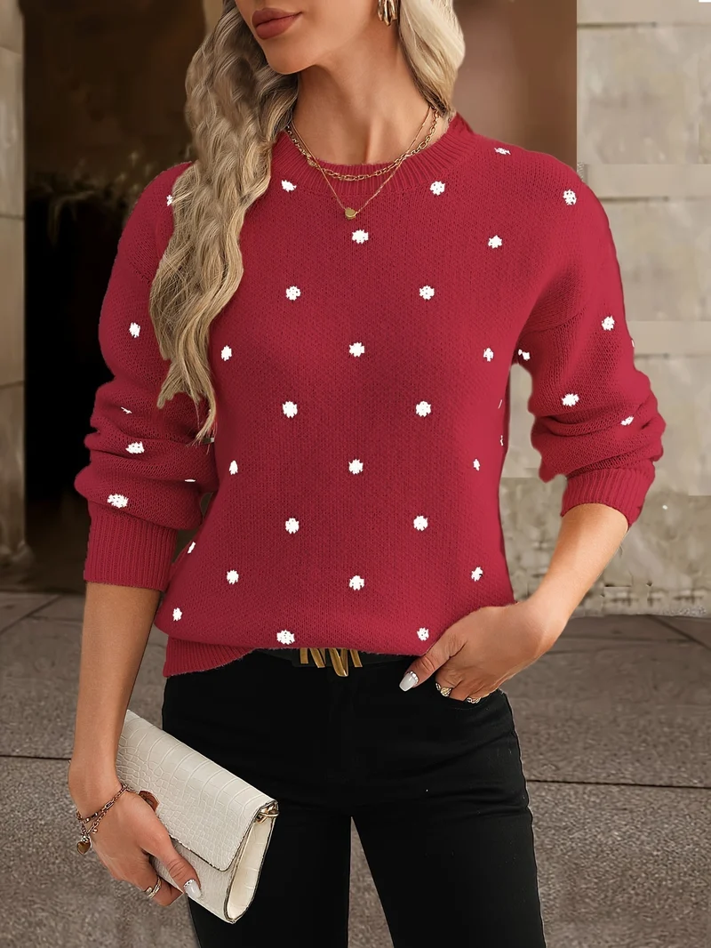 Locker Sitzender Pullover Mit Punktmuster - Sahra