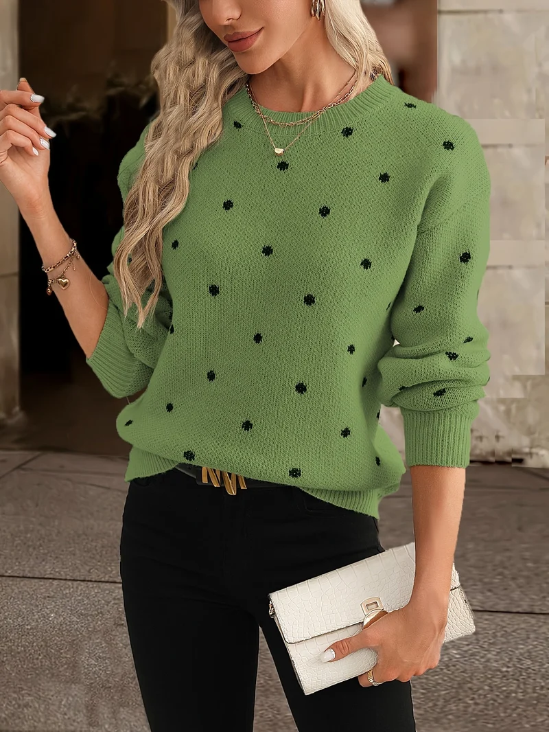 Locker Sitzender Pullover Mit Punktmuster - Sahra