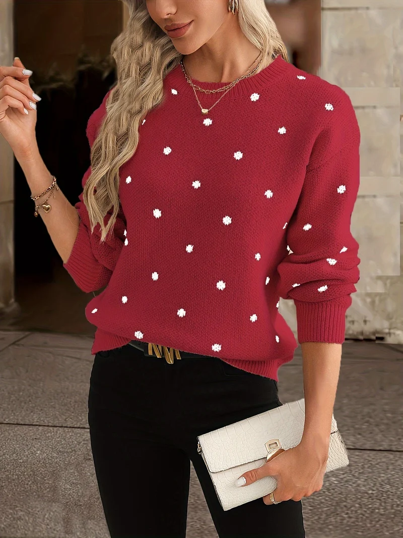 Locker Sitzender Pullover Mit Punktmuster - Sahra