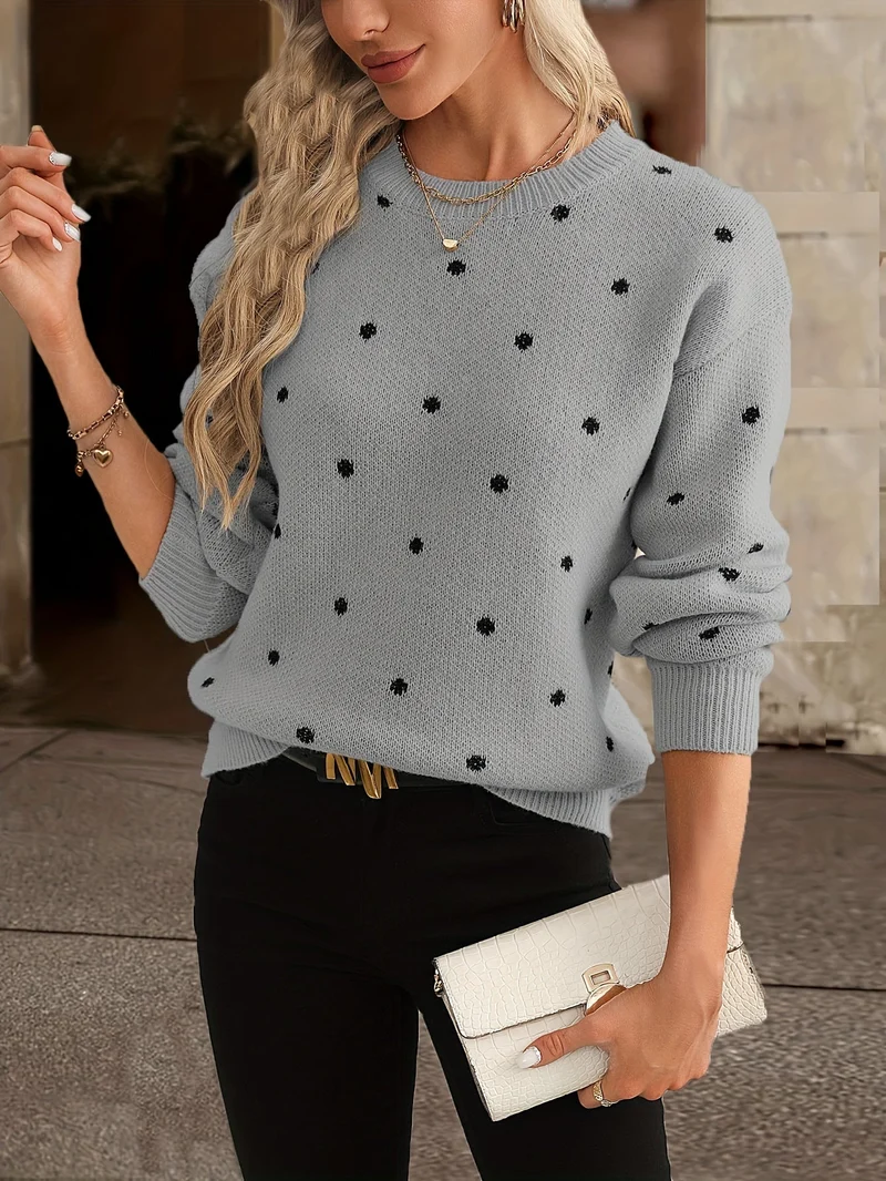 Locker Sitzender Pullover Mit Punktmuster - Sahra