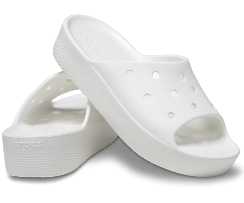 Crocs Klassische Unisex-Plateaurutsche – Weiß