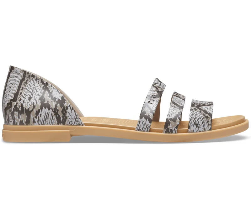 Crocs Offene flache Tulum-Sandale für Damen – Pilz / Stuck