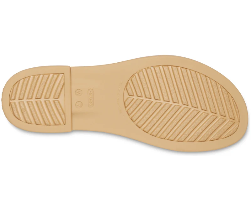 Crocs Offene flache Tulum-Sandale für Damen – Pilz / Stuck