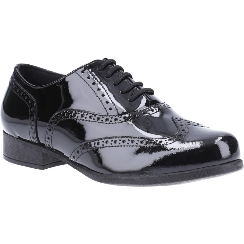 Hush Puppies Kada Leder-Lack-Schulschuhe für Mädchen – Schwarz