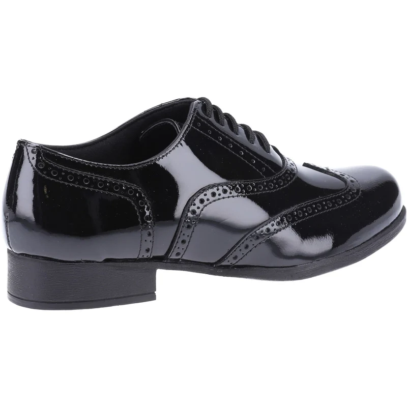 Hush Puppies Kada Leder-Lack-Schulschuhe für Mädchen – Schwarz