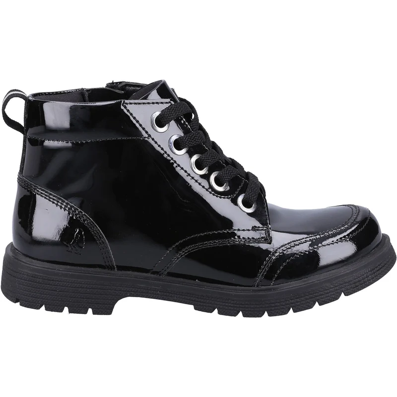 Hush Puppies Jolie-Lacklederstiefel für Mädchen – Schwarz