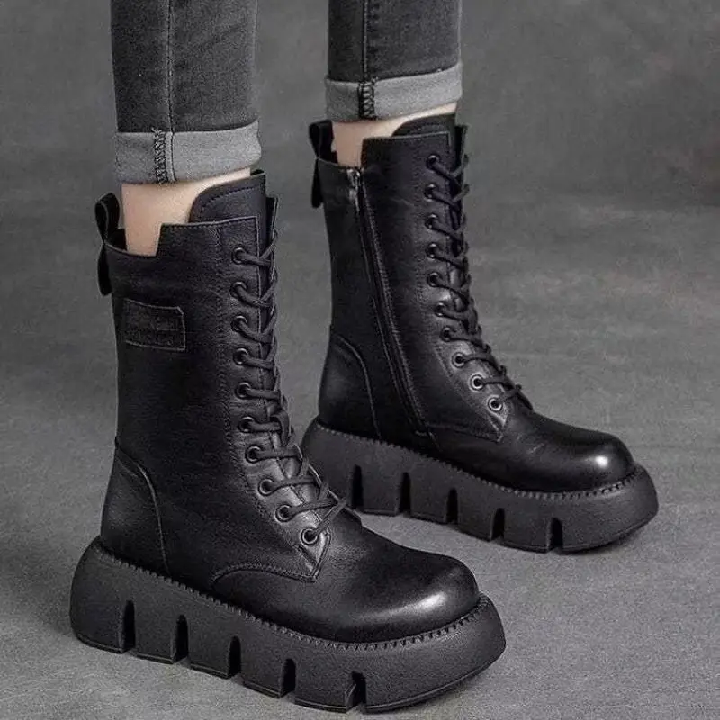 Dicker Plateaukampfstiefel - Marla
