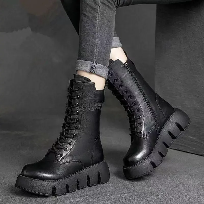 Dicker Plateaukampfstiefel - Marla