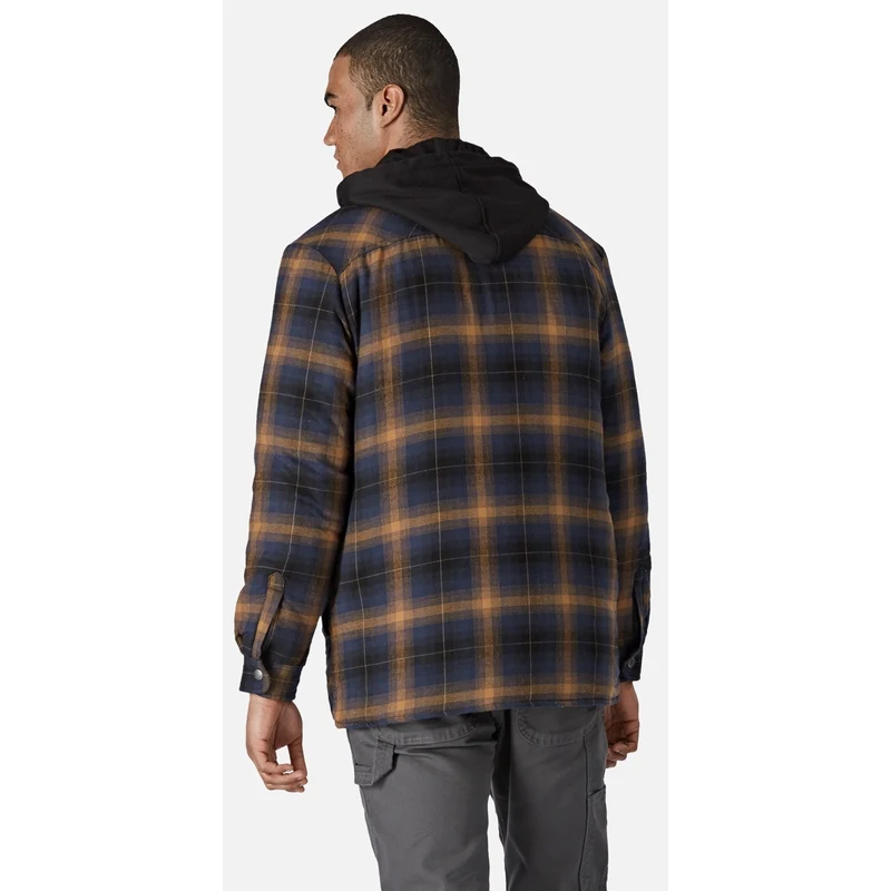 Dickies Herren-Flanell-Hemdjacke mit Fleece-Kapuze – Dunkelblau