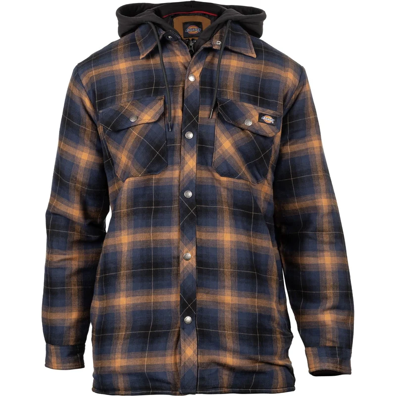 Dickies Herren-Flanell-Hemdjacke mit Fleece-Kapuze – Dunkelblau