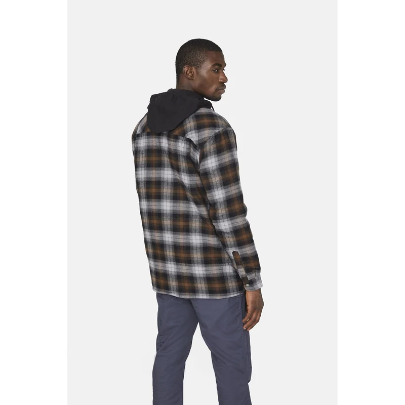 Dickies Herren-Flanell-Hemdjacke mit Fleece-Kapuze – Schwarz