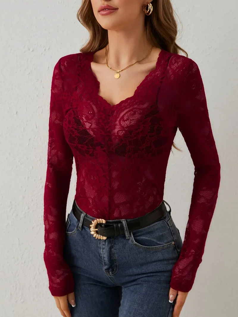 Taillierte Bluse Mit Spitzendetails - Lilia