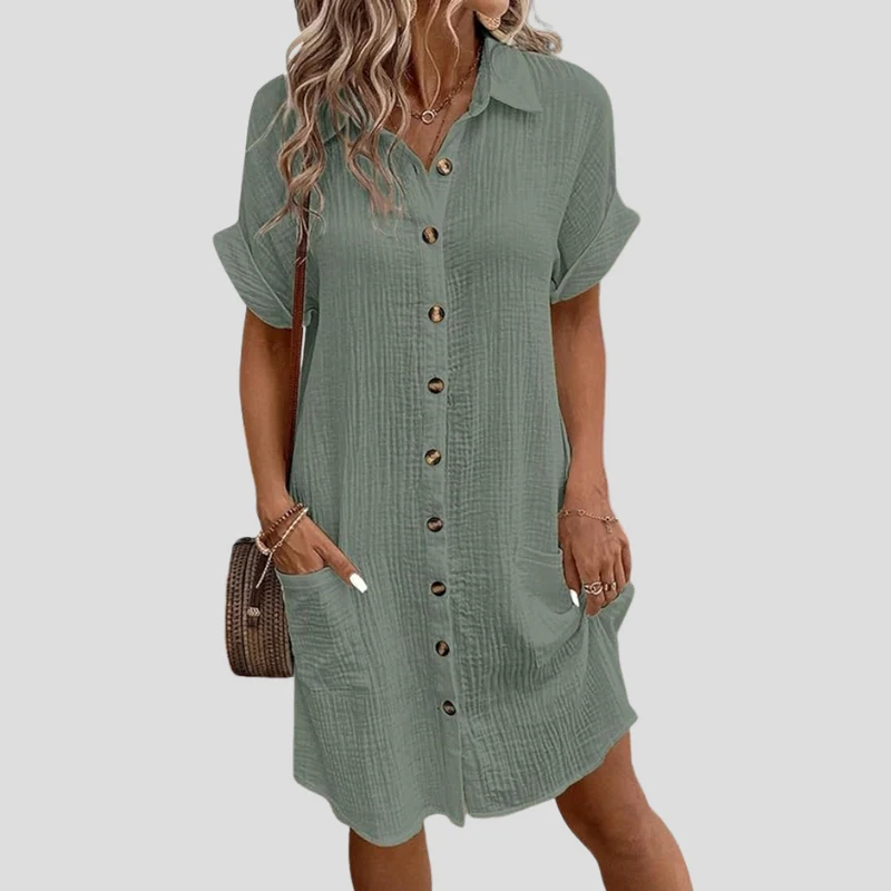 Midi-Kleid Mit Durchgehender Knopfleiste - Flora
