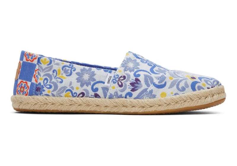TOMS Damen Alpargata Rope Espadrille – Blaue mediterrane Fliesen