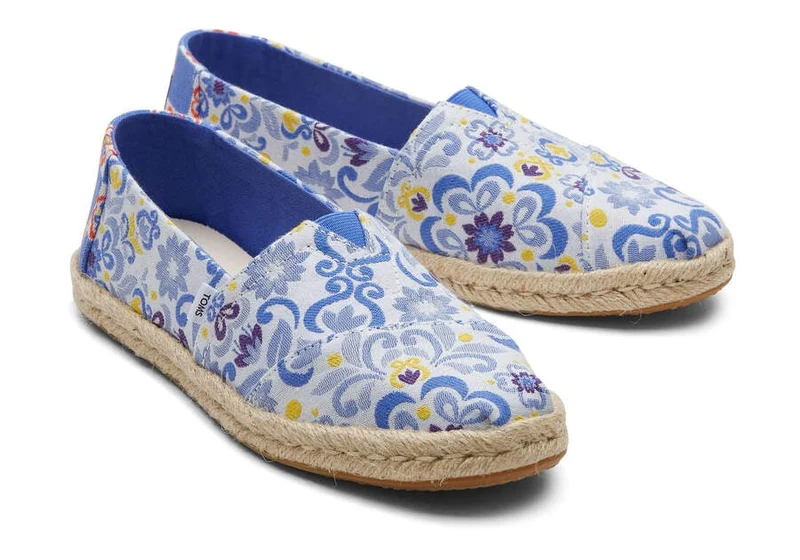 TOMS Damen Alpargata Rope Espadrille – Blaue mediterrane Fliesen