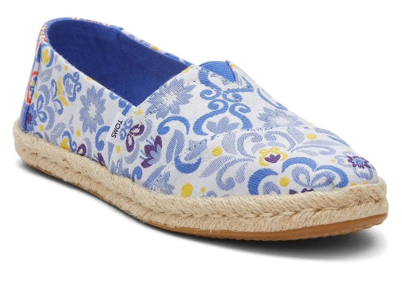 TOMS Damen Alpargata Rope Espadrille – Blaue mediterrane Fliesen