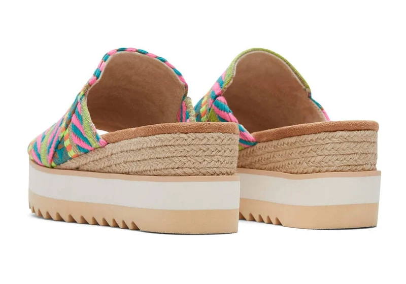 TOMS Damen Diana Mule Sandale – Neon Pink Global Jacquard