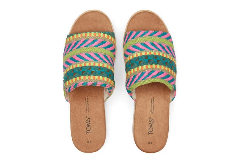 TOMS Damen Diana Mule Sandale – Neon Pink Global Jacquard