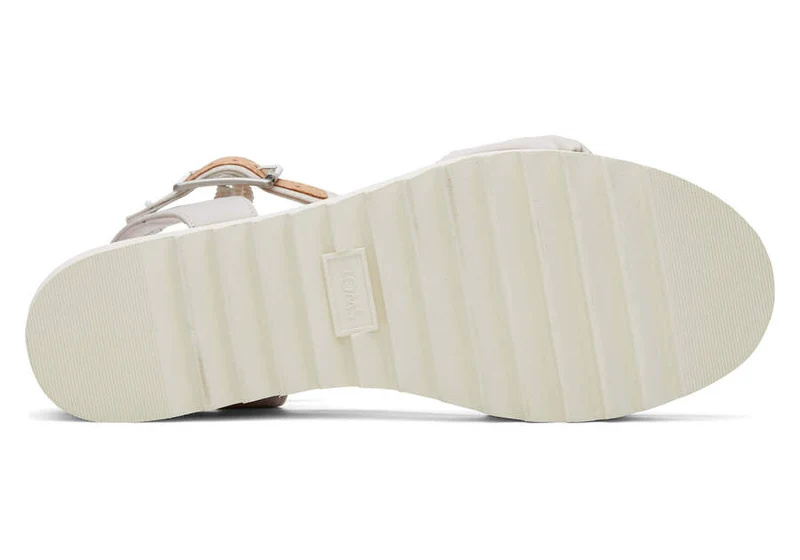 TOMS Damen Diana Ruched Woven Wedge Sandale – Putty