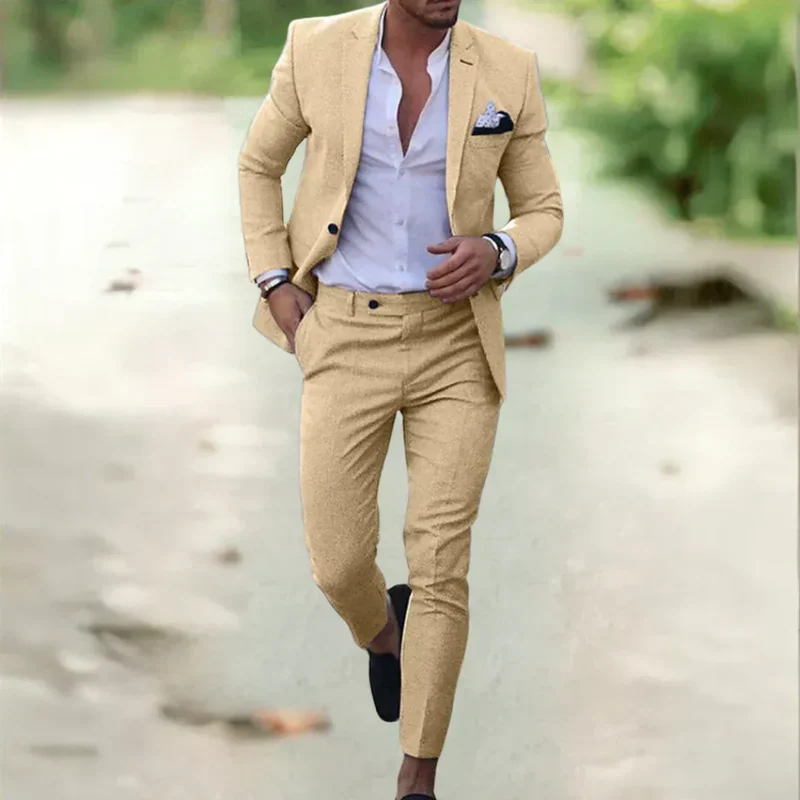 PAYPAL-DISPUTE_Leichter Herren Leinenanzug – 2-teilig, Slim Fit, ideal für Sommer, Hochzeit & Business