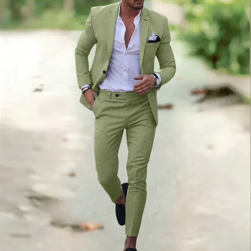 PAYPAL-DISPUTE_Leichter Herren Leinenanzug – 2-teilig, Slim Fit, ideal für Sommer, Hochzeit & Business