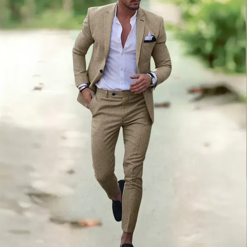PAYPAL-DISPUTE_Leichter Herren Leinenanzug – 2-teilig, Slim Fit, ideal für Sommer, Hochzeit & Business