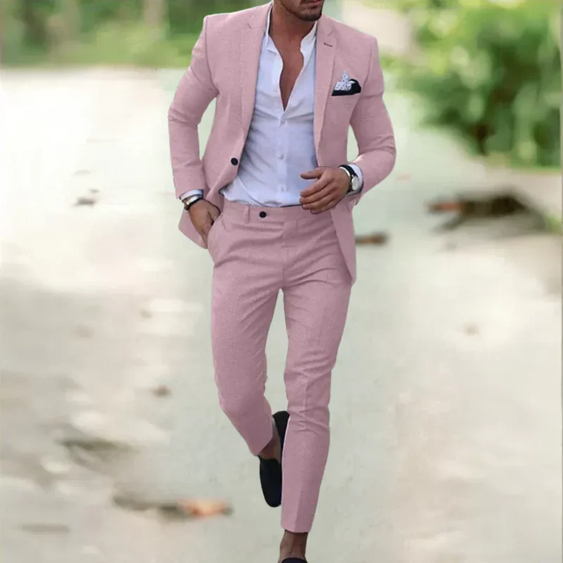 PAYPAL-DISPUTE_Leichter Herren Leinenanzug – 2-teilig, Slim Fit, ideal für Sommer, Hochzeit & Business