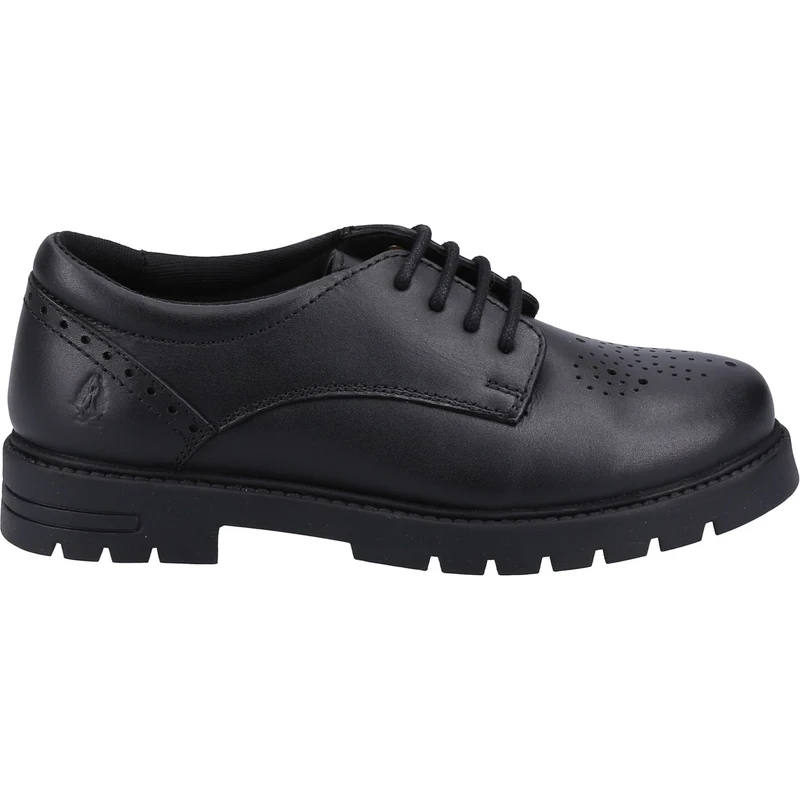 Hush Puppies Mädchen Jayne Schulschuhe zum Schnüren aus Leder – Schwarz