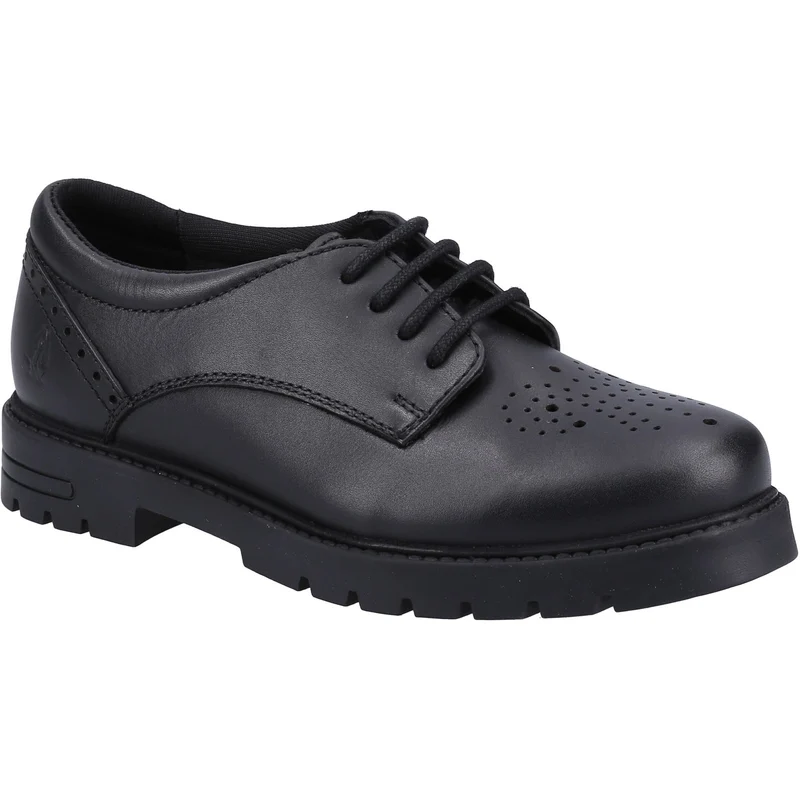 Hush Puppies Mädchen Jayne Schulschuhe zum Schnüren aus Leder – Schwarz