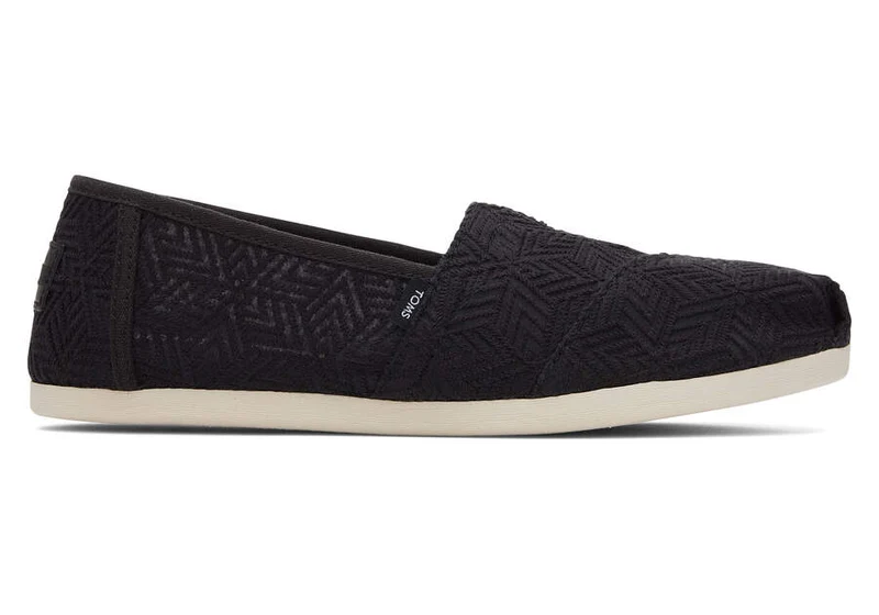 TOMS Damen Alpargata Espadrille mit geometrischer Spitze - Schwarz