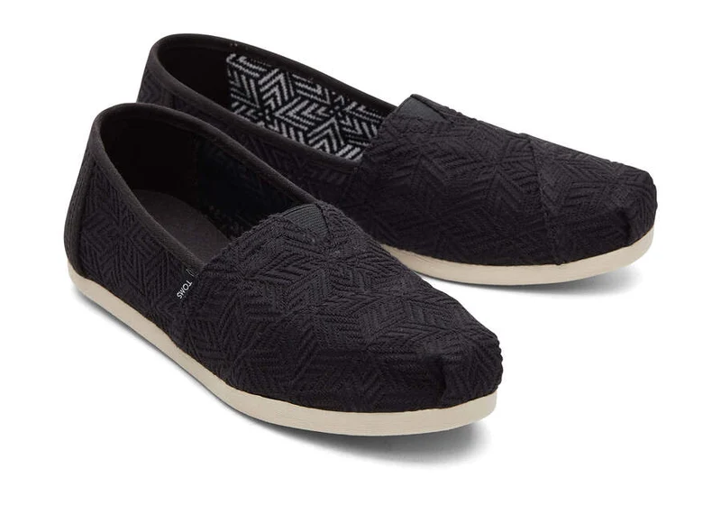 TOMS Damen Alpargata Espadrille mit geometrischer Spitze - Schwarz