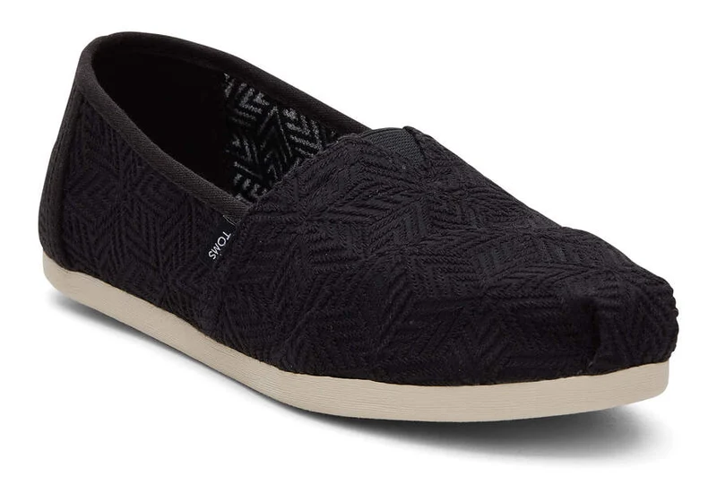 TOMS Damen Alpargata Espadrille mit geometrischer Spitze - Schwarz