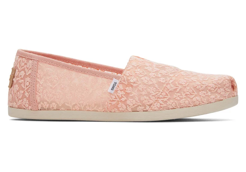 TOMS Alpargata Espadrille mit floraler Spitze für Damen – Pfirsich-Rosé