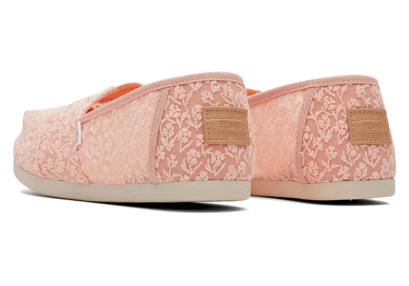 TOMS Alpargata Espadrille mit floraler Spitze für Damen – Pfirsich-Rosé