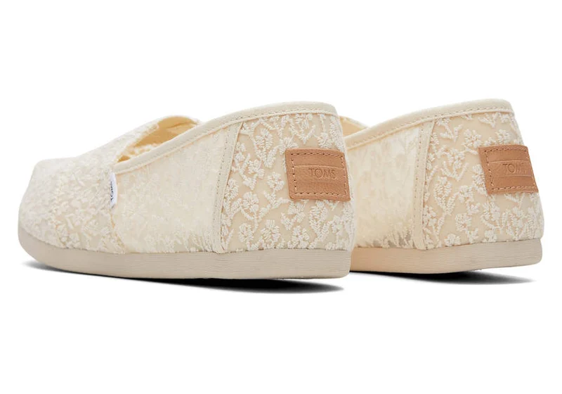 TOMS Alpargata Damen-Espadrille mit floraler Spitze – Natur