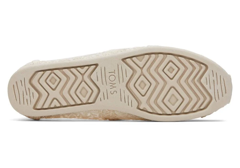TOMS Alpargata Damen-Espadrille mit floraler Spitze – Natur