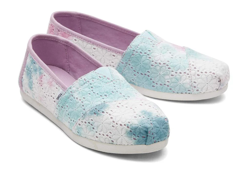 TOMS Alpargata Tie Dye Floral Eyelets Espadrille für Damen – Lilac Mauve