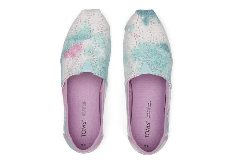 TOMS Alpargata Tie Dye Floral Eyelets Espadrille für Damen – Lilac Mauve