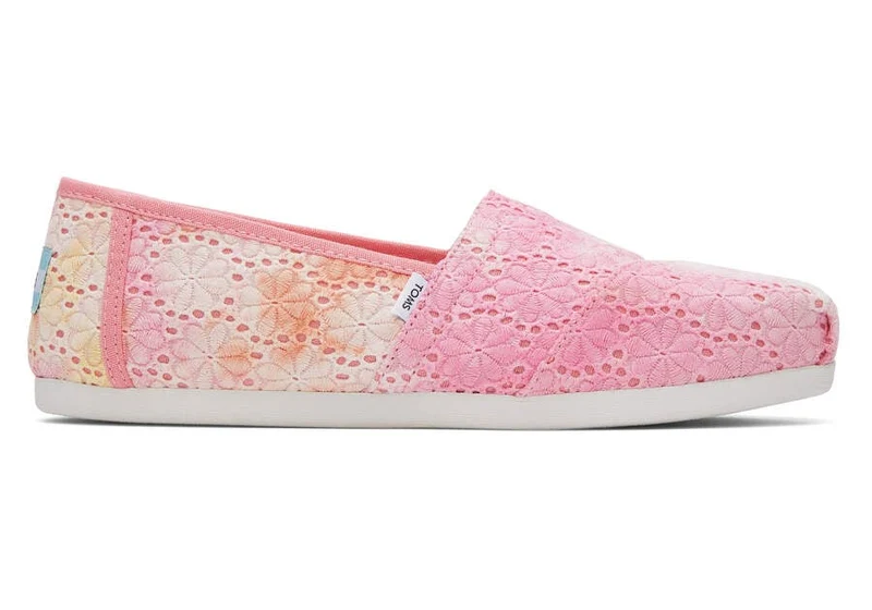 TOMS Damen Alpargata Tie Dye Floral Eyelets Espadrille – Sienna Orange