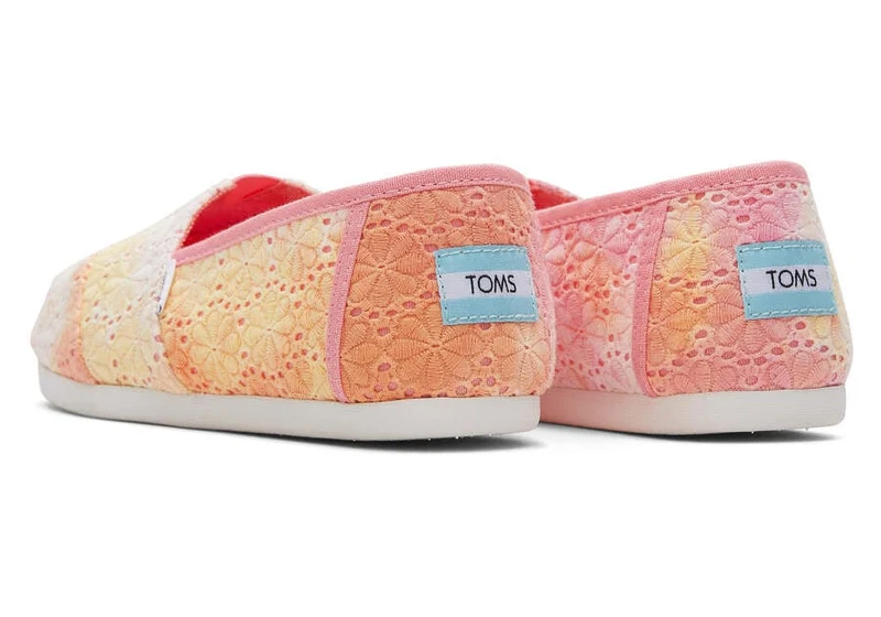 TOMS Damen Alpargata Tie Dye Floral Eyelets Espadrille – Sienna Orange